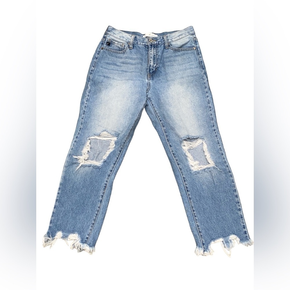 Kancan Light Wash Distressed Cropped Ankle Jeans Size 7/27